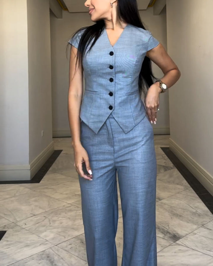 Roksa | V-neck top and trousers set