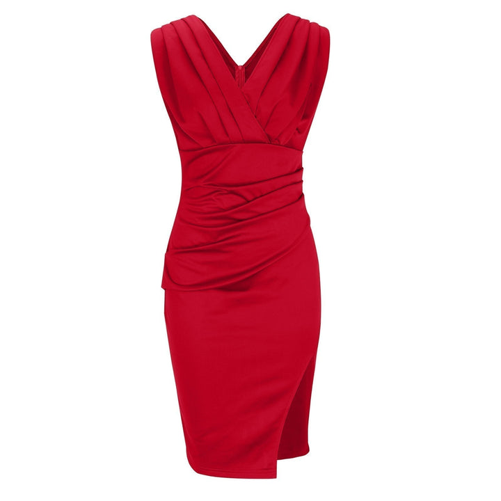 Florine | Fitted dress with V-neck and slit