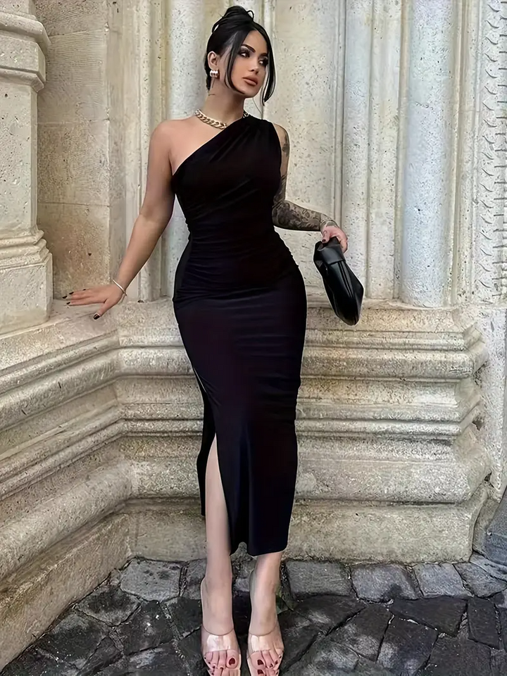 Auriane | One-Shoulder Ruched Bodycon Midi Dress