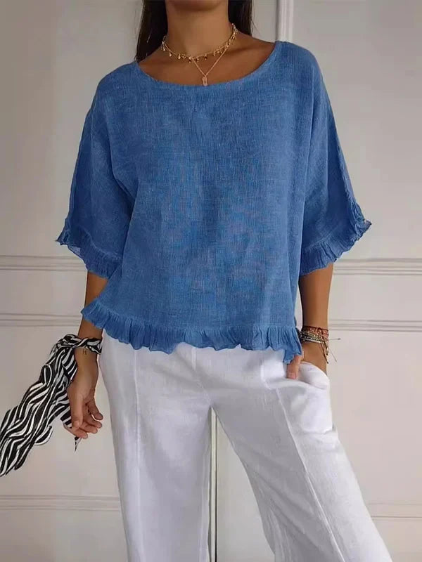 Lena | Cotton Blouse with Ruffles