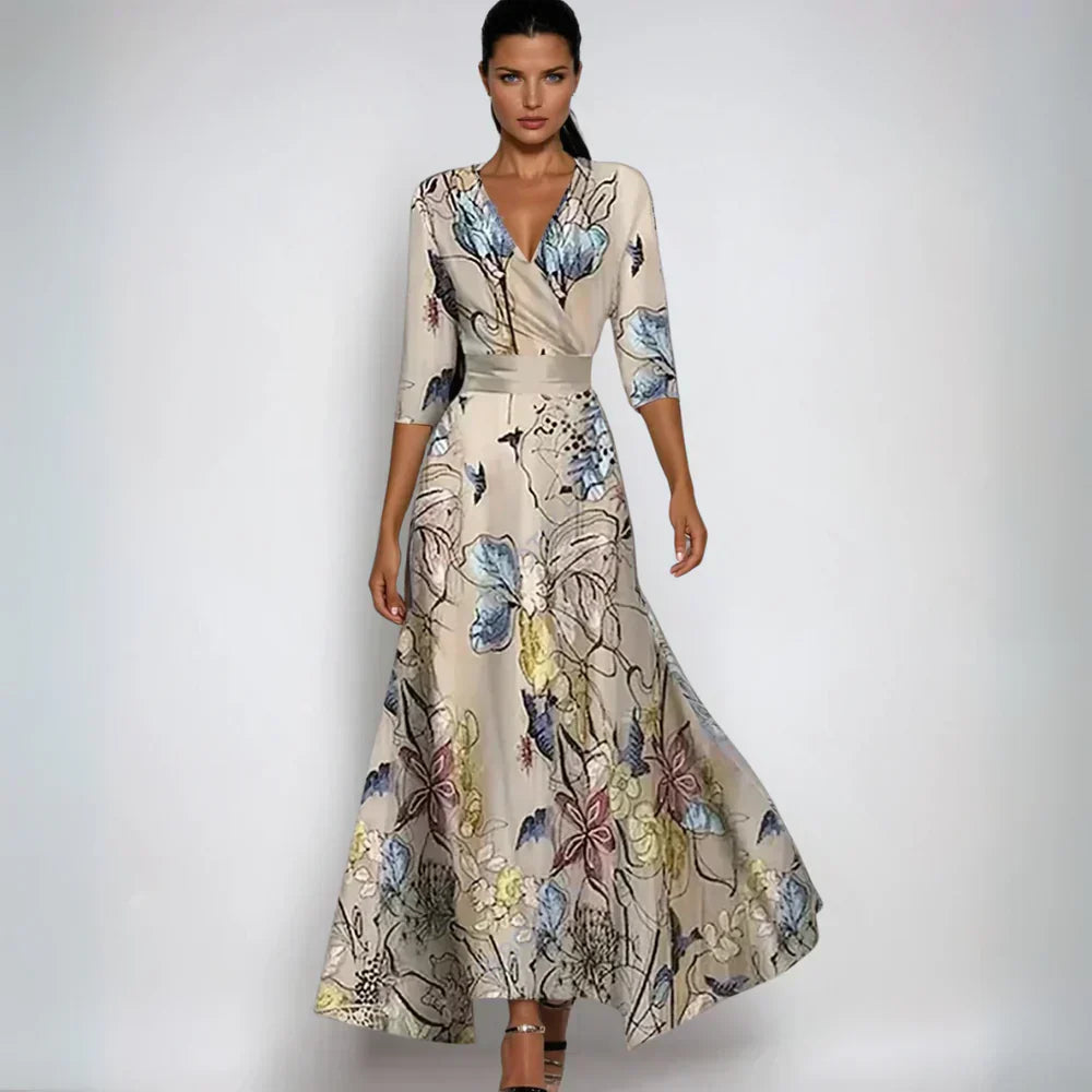 Emily   | Elegant Floral Wrap Dress
