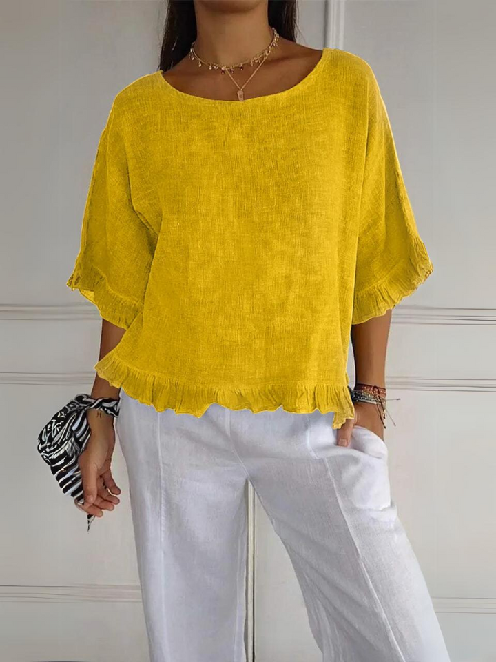 Lena | Cotton Blouse with Ruffles