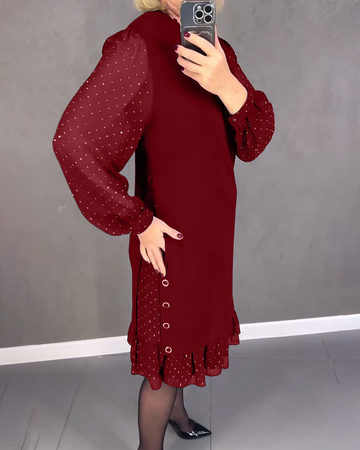ELIANA | Elegant Dress with Transparent Sleeves and Flattering Cut for Autumn Occasions