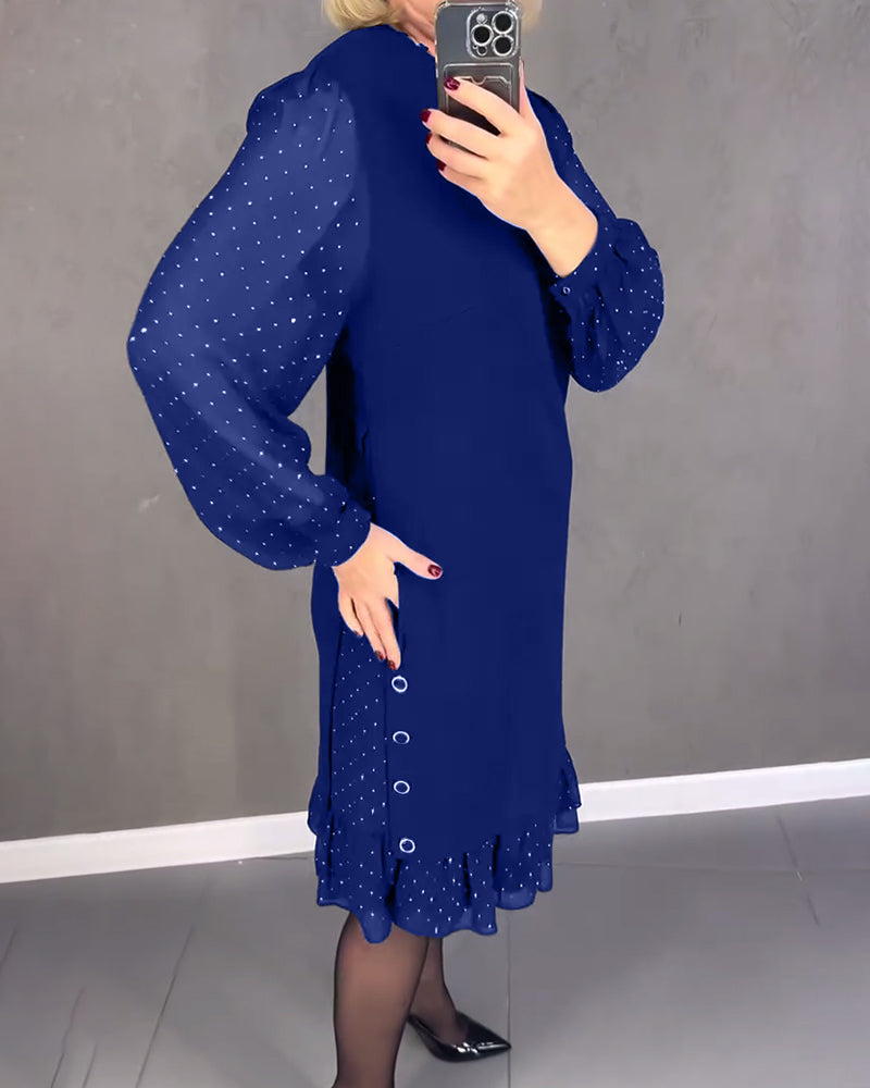 ELIANA | Elegant Dress with Transparent Sleeves and Flattering Cut for Autumn Occasions