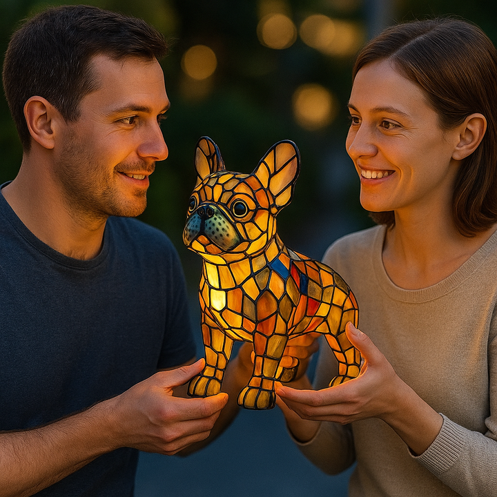 Light-up dog - handmade lamp that makes hearts shine