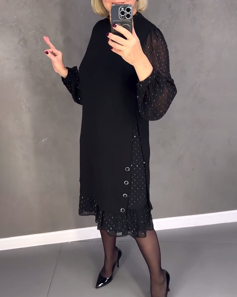 ELIANA | Elegant Dress with Transparent Sleeves and Flattering Cut for Autumn Occasions