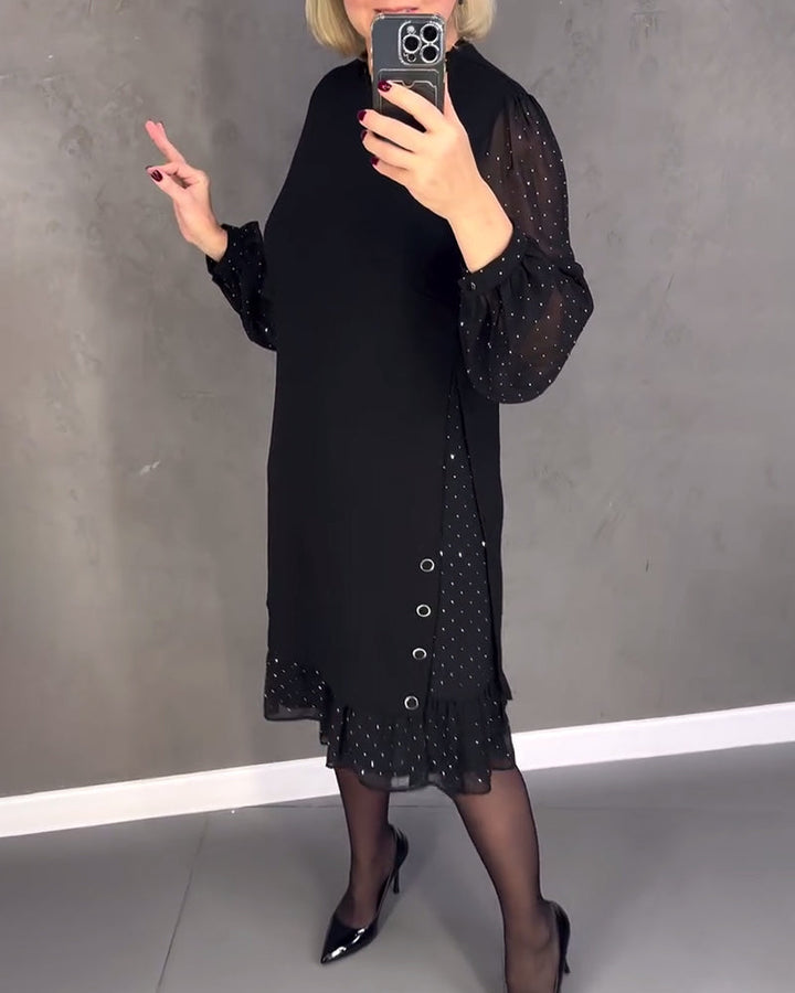 ELIANA | Elegant Dress with Transparent Sleeves and Flattering Cut for Autumn Occasions