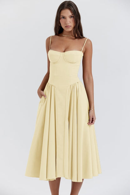 Celine - Sleeveless midi dress with corset fit