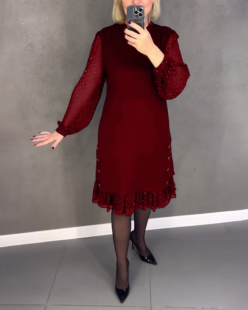 ELIANA | Elegant Dress with Transparent Sleeves and Flattering Cut for Autumn Occasions