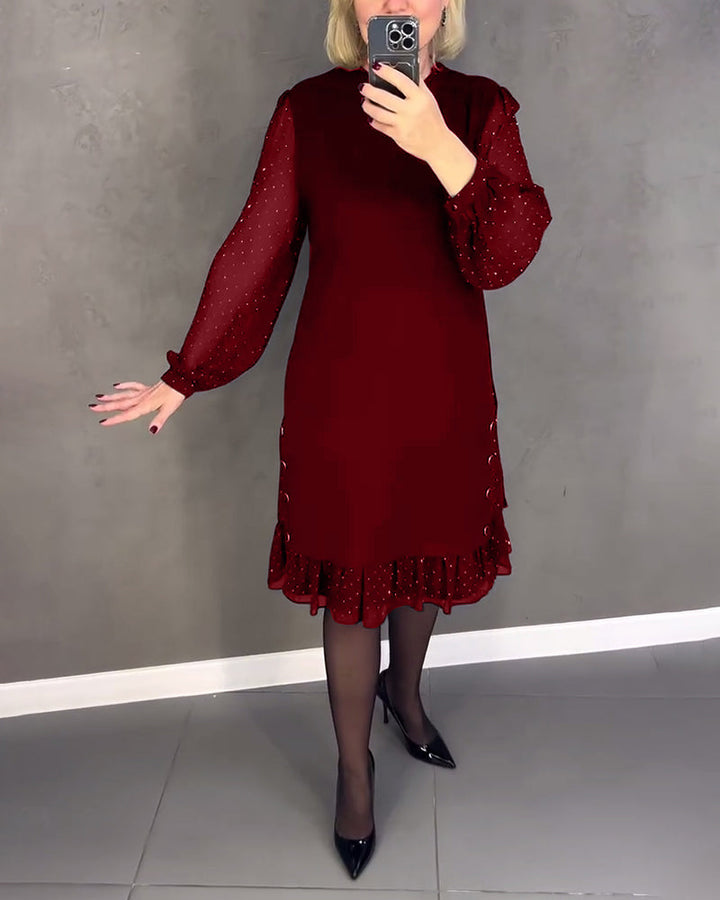 ELIANA | Elegant Dress with Transparent Sleeves and Flattering Cut for Autumn Occasions