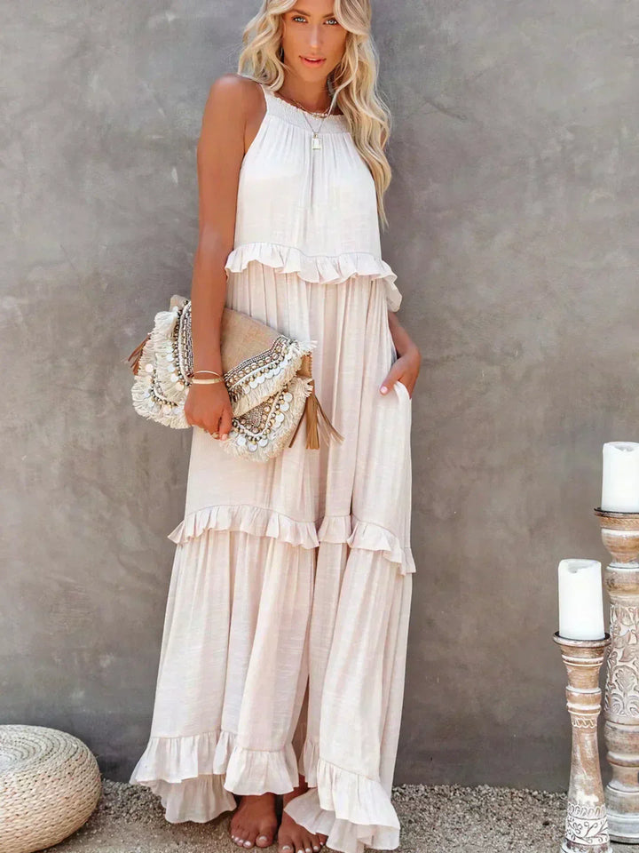 Sarah | Maxi Dress with Ruffles and Halter (Almost Sold Out)