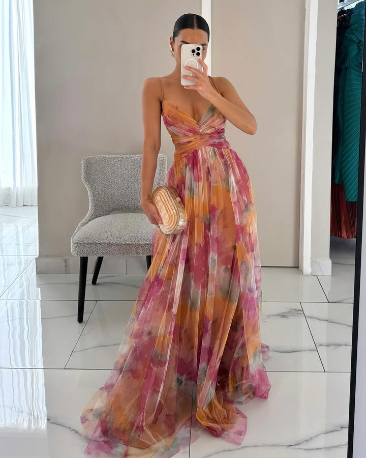 Eléna - Elegant Long Floral Dress