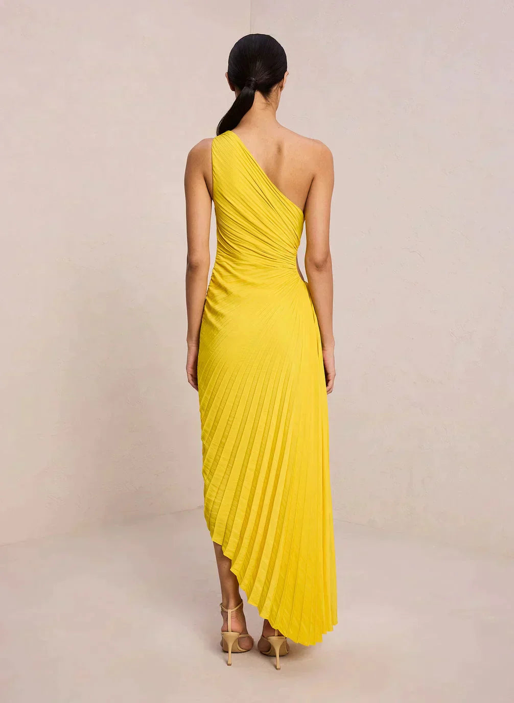 Sylviana - One-Shoulder Pleated Midi Dress