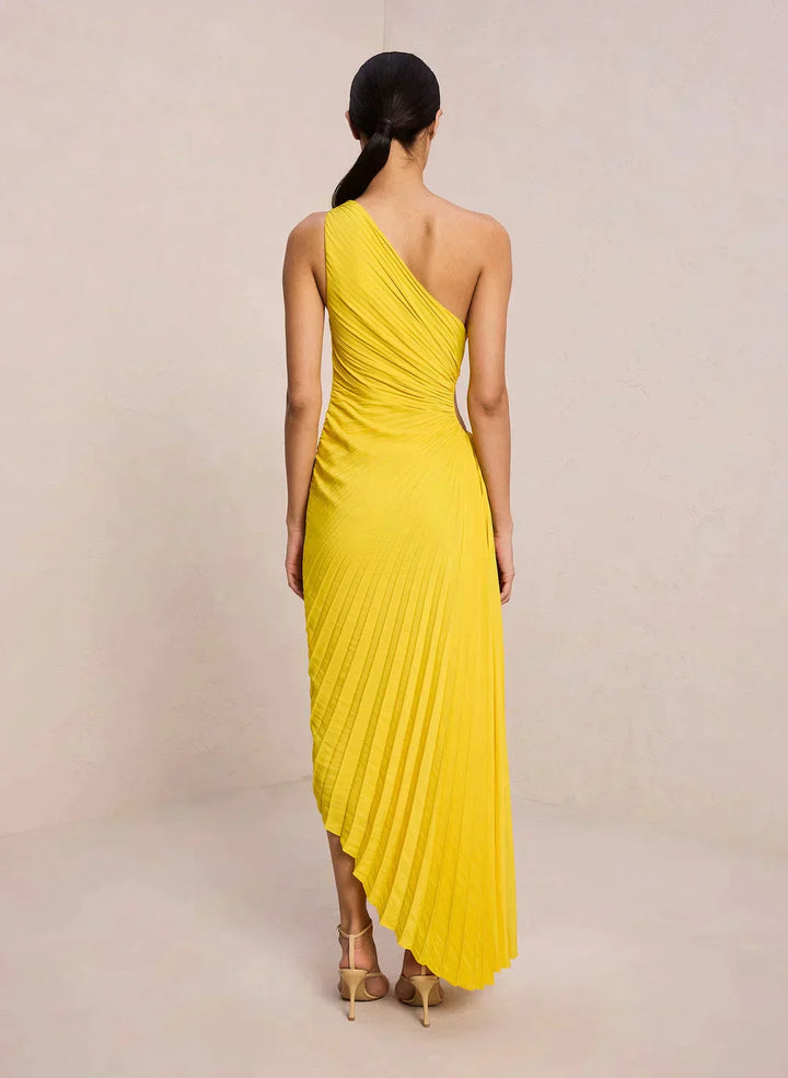 Sylviana - One-Shoulder Pleated Midi Dress