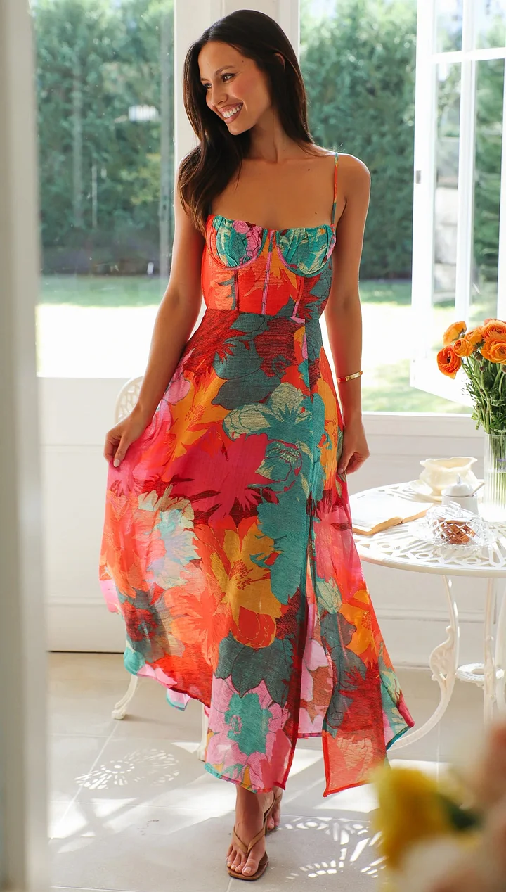 Lumi – Sexy trägerloses Kleid mit Blumenmuster