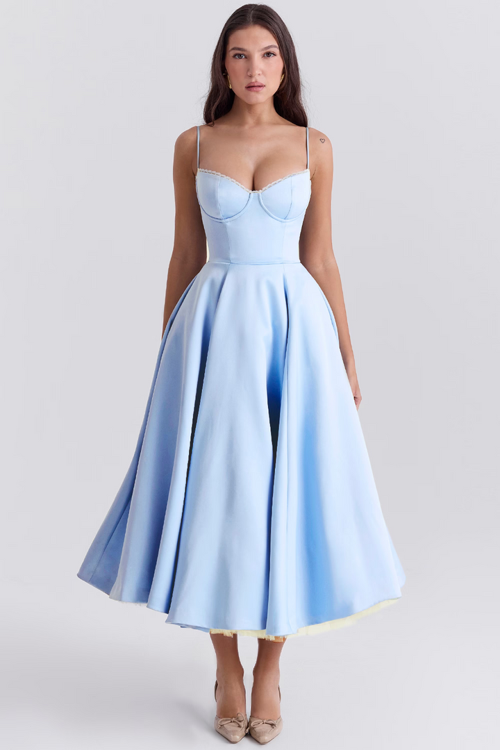 Luce - satin tulle midi dress