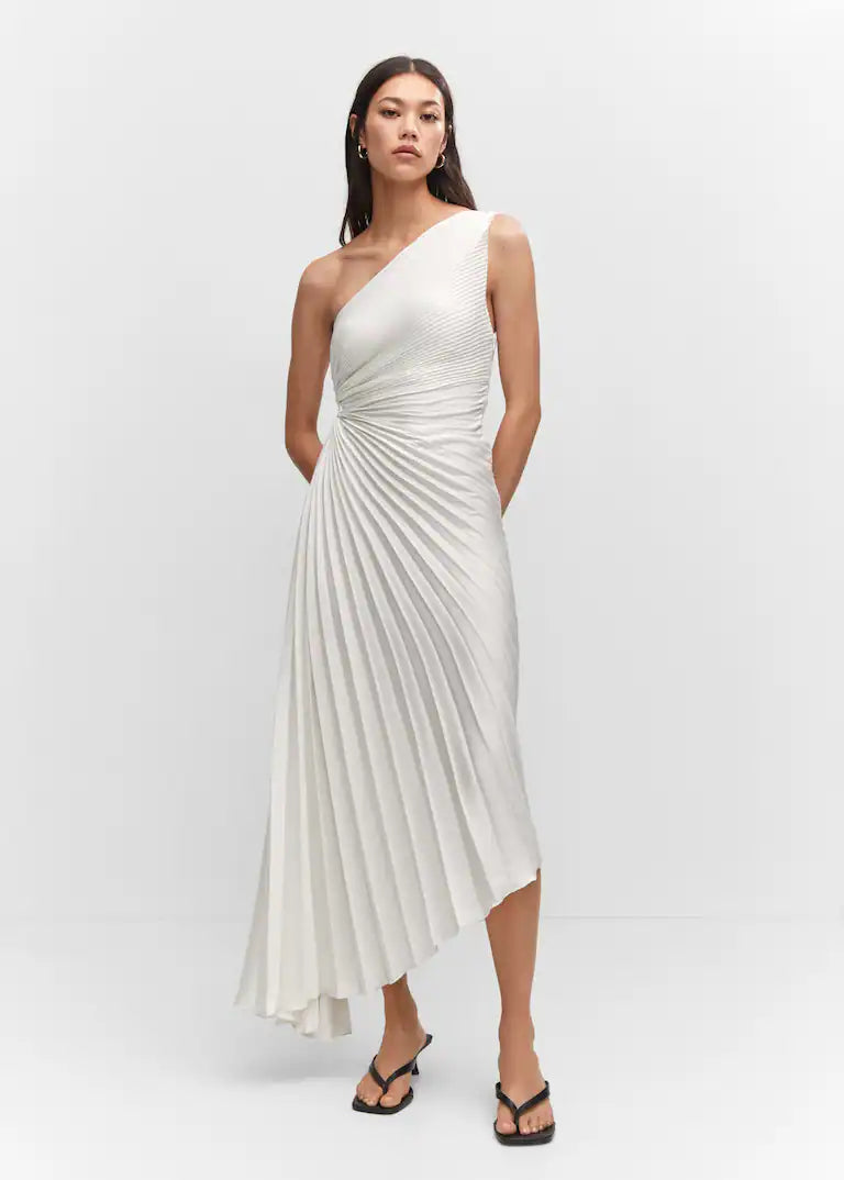 Sylviana - One-Shoulder Pleated Midi Dress
