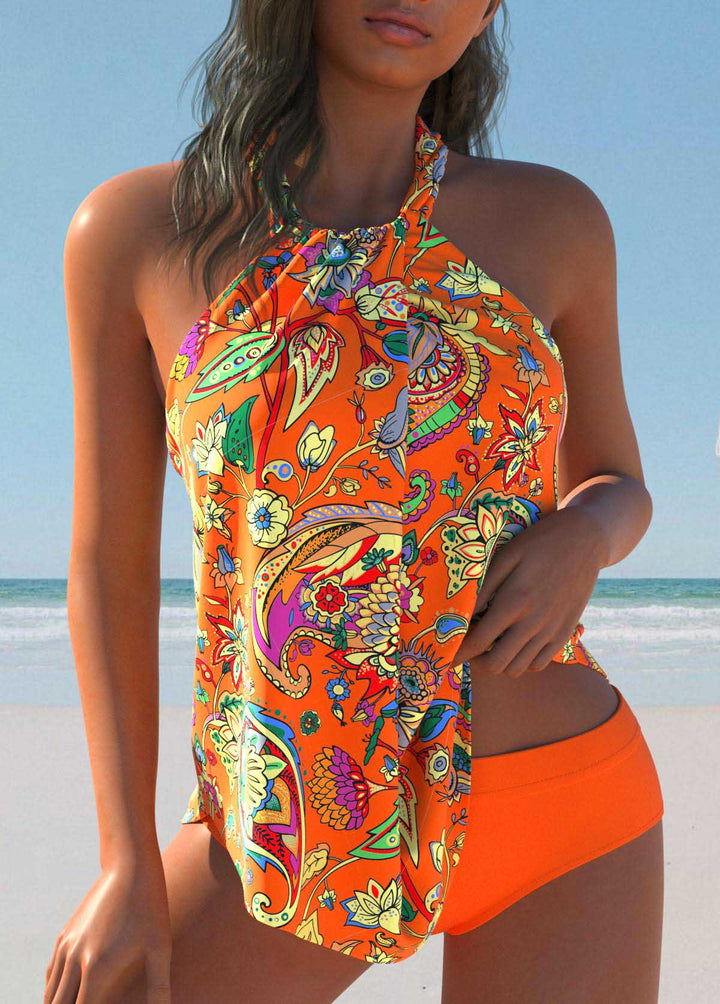 Lara | Elegant tie-dye swimsuit with crossed straps