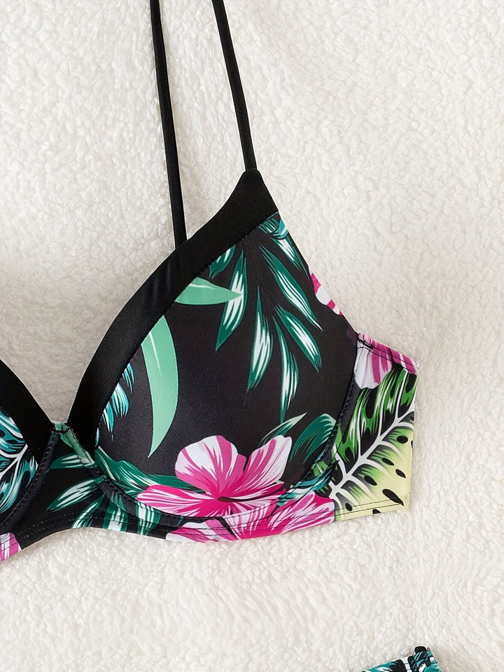 Fiora | Sculpting Bikini with Underwire and Tropical Floral Pattern for Summer