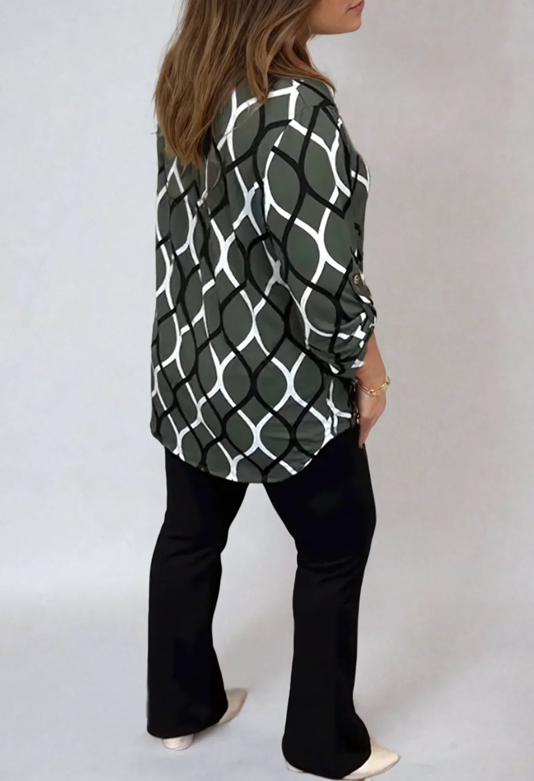 Jannita | Casual blouse with long sleeves and an elegant pattern