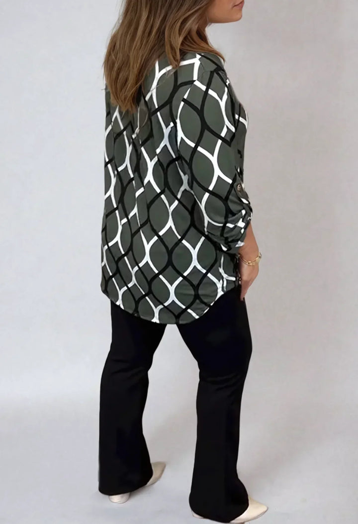 Jannita | Casual blouse with long sleeves and an elegant pattern