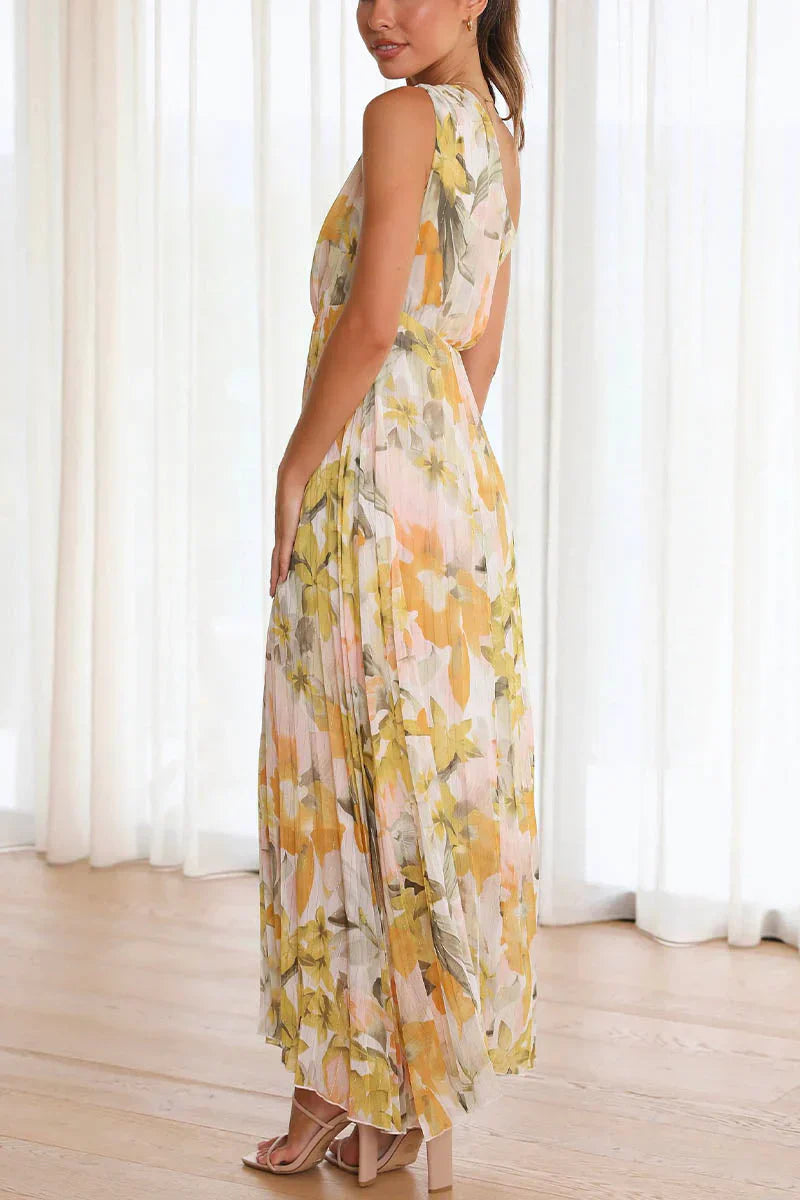 Rosea Dress with Off-Shoulder Design and Print