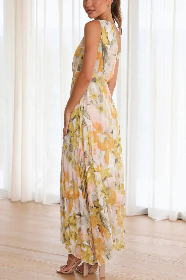 Rosea Dress with Off-Shoulder Design and Print