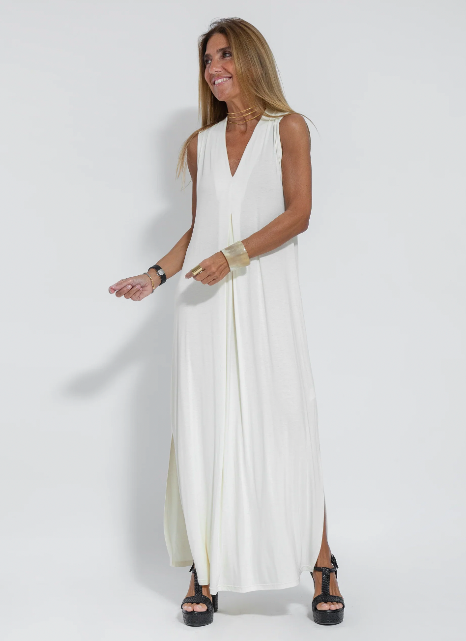 Solana - Ensemble consisting of a long, figure-hugging dress and a vest
