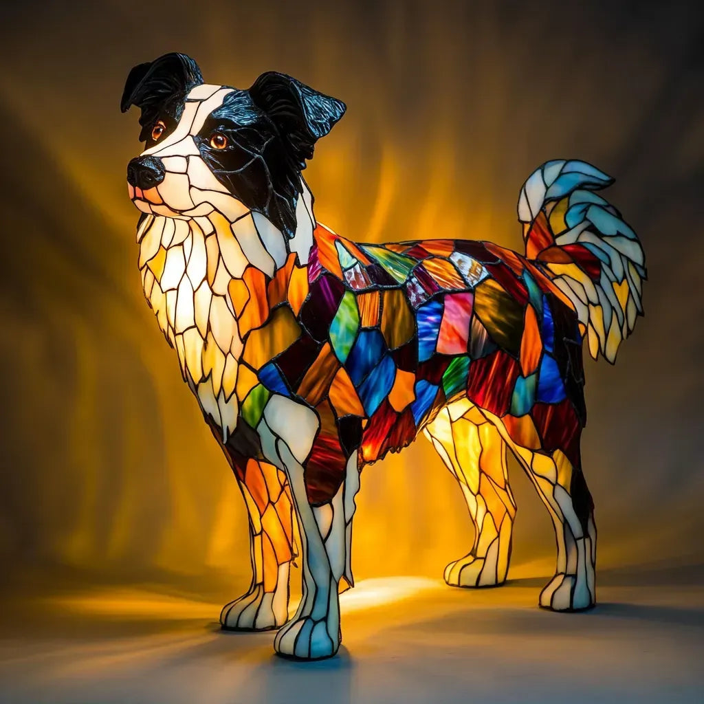 Light-up dog - handmade lamp that makes hearts shine