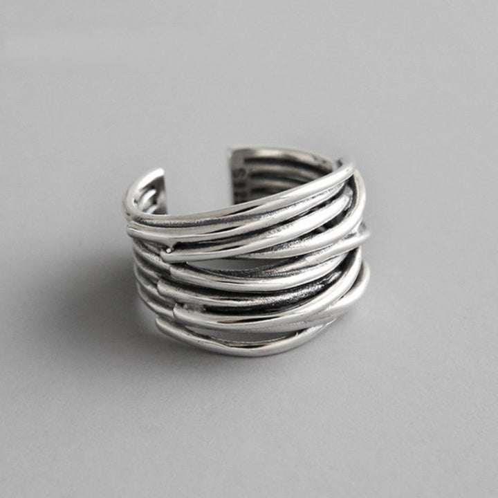 925 Sterling Silver Adjustable Multi-Layer Ring