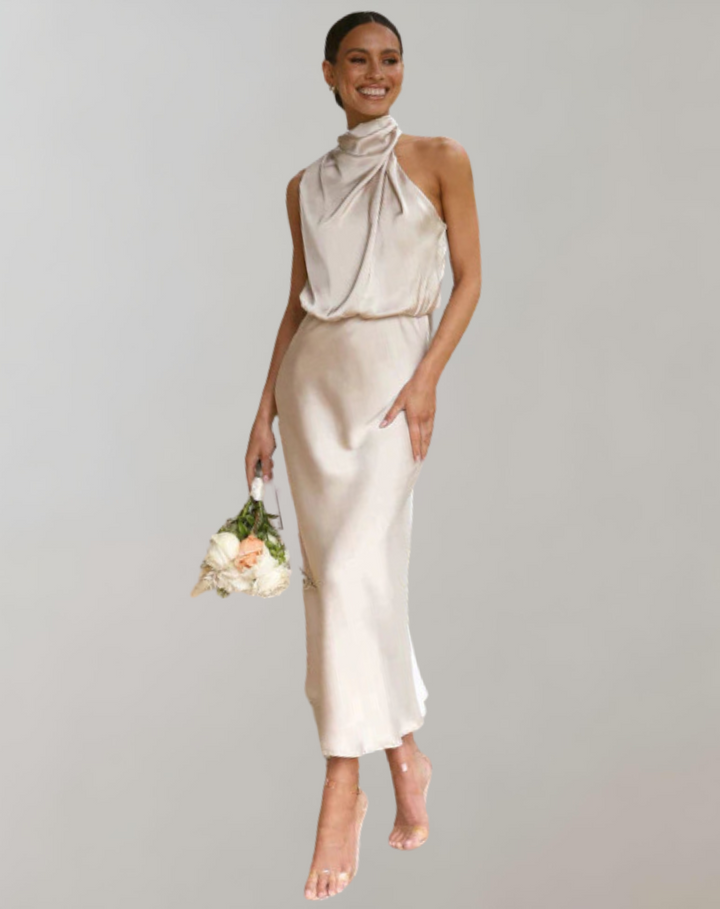 Lanna - Shiny Maxi Dress | Elegant Evening Dress | Stylish