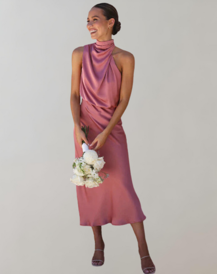 Lanna - Shiny Maxi Dress | Elegant Evening Dress | Stylish