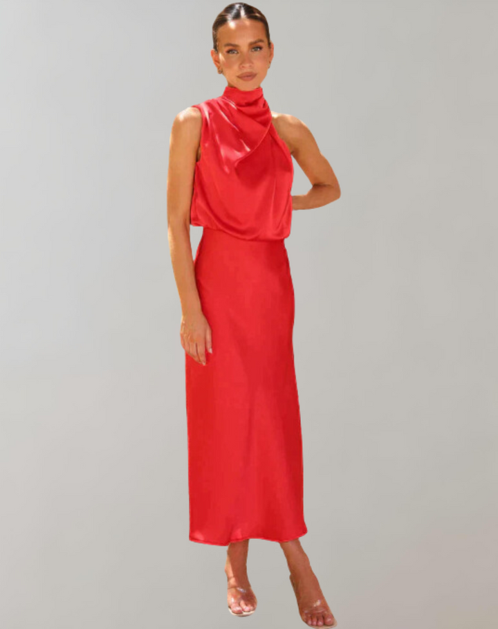 Lanna - Shiny Maxi Dress | Elegant Evening Dress | Stylish