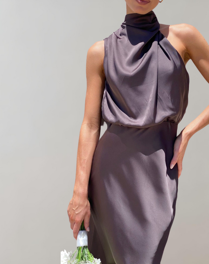 Lanna - Shiny Maxi Dress | Elegant Evening Dress | Stylish