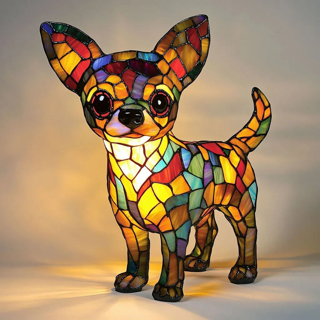 Light-up dog - handmade lamp that makes hearts shine