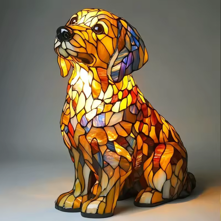 Light-up dog - handmade lamp that makes hearts shine