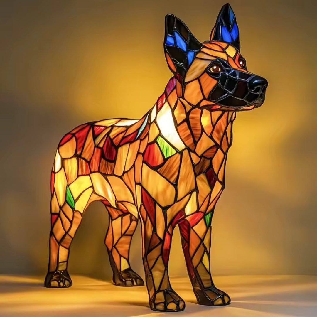 Light-up dog - handmade lamp that makes hearts shine