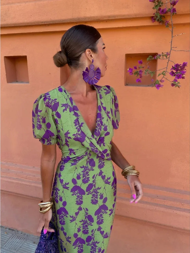 Candle - Women's midi dress with twisted print