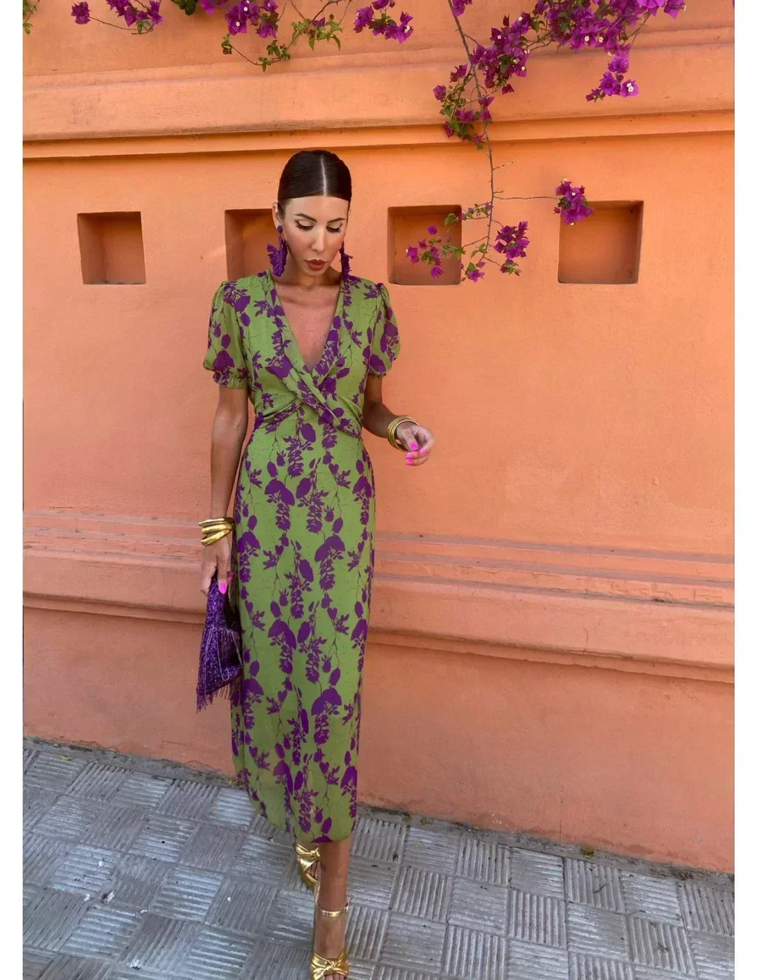 Candle - Women's midi dress with twisted print