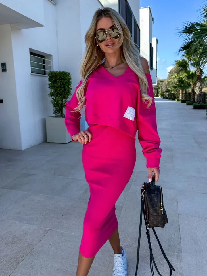Laurine – Casual Dress and Sweatshirt Set