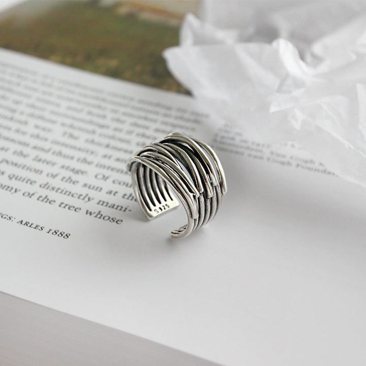 925 Sterling Silver Adjustable Multi-Layer Ring