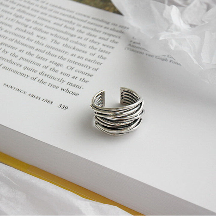 925 Sterling Silver Adjustable Multi-Layer Ring
