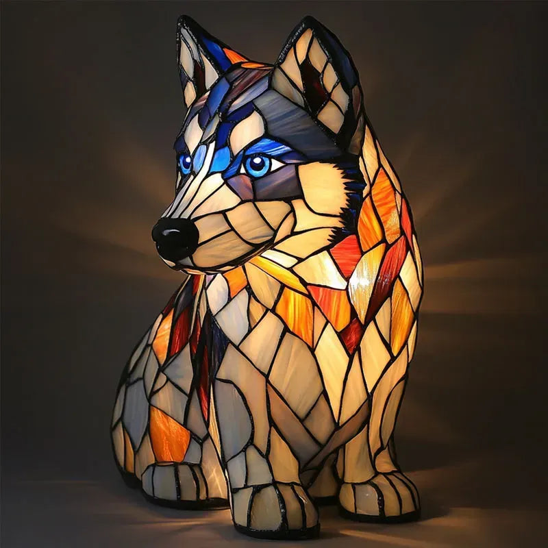 Light-up dog - handmade lamp that makes hearts shine