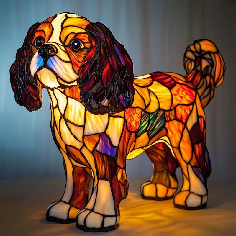 Light-up dog - handmade lamp that makes hearts shine