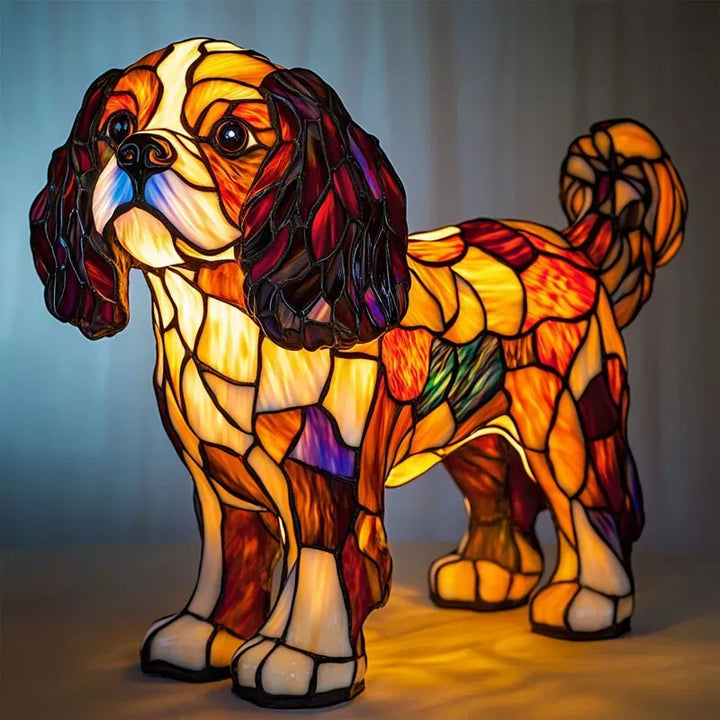 Light-up dog - handmade lamp that makes hearts shine