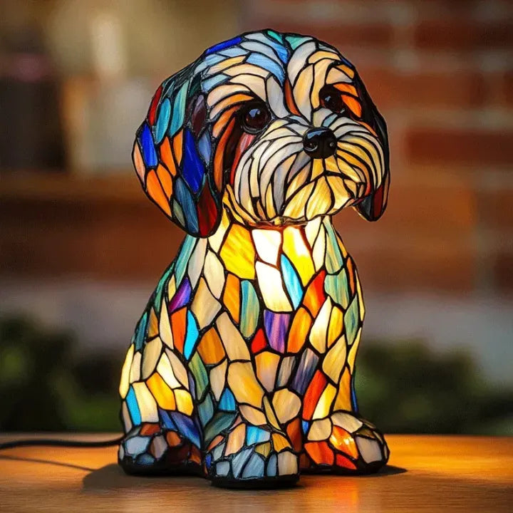 Light-up dog - handmade lamp that makes hearts shine