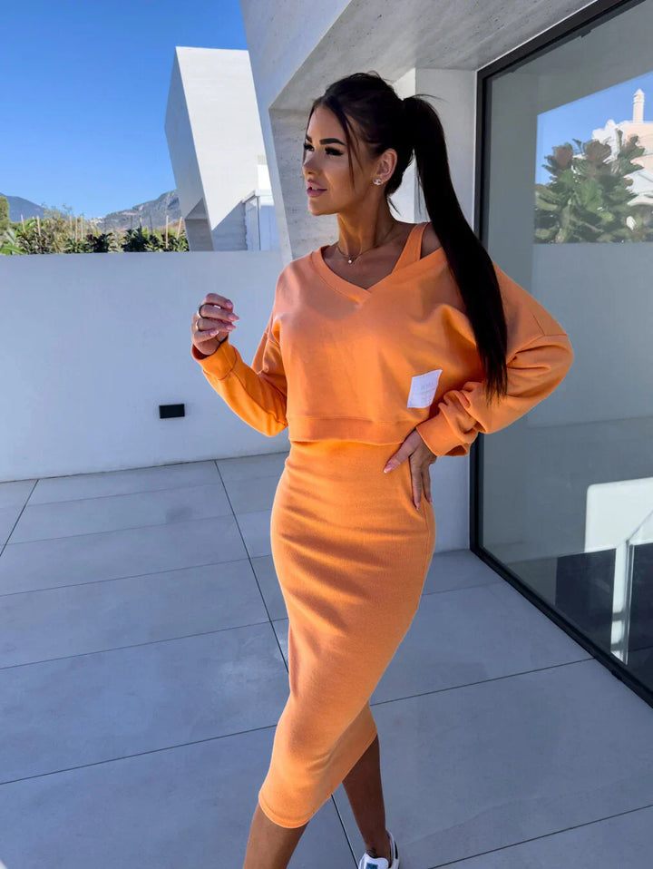 Laurine – Casual Dress and Sweatshirt Set