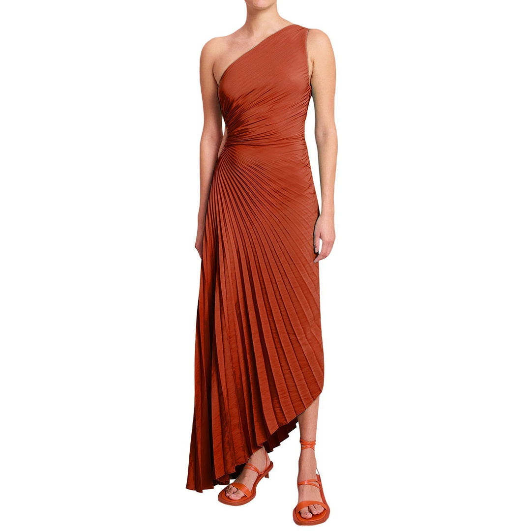 Sylviana - One-Shoulder Pleated Midi Dress
