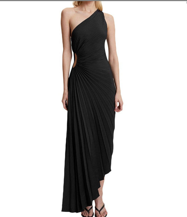 Sylviana - One-Shoulder Pleated Midi Dress