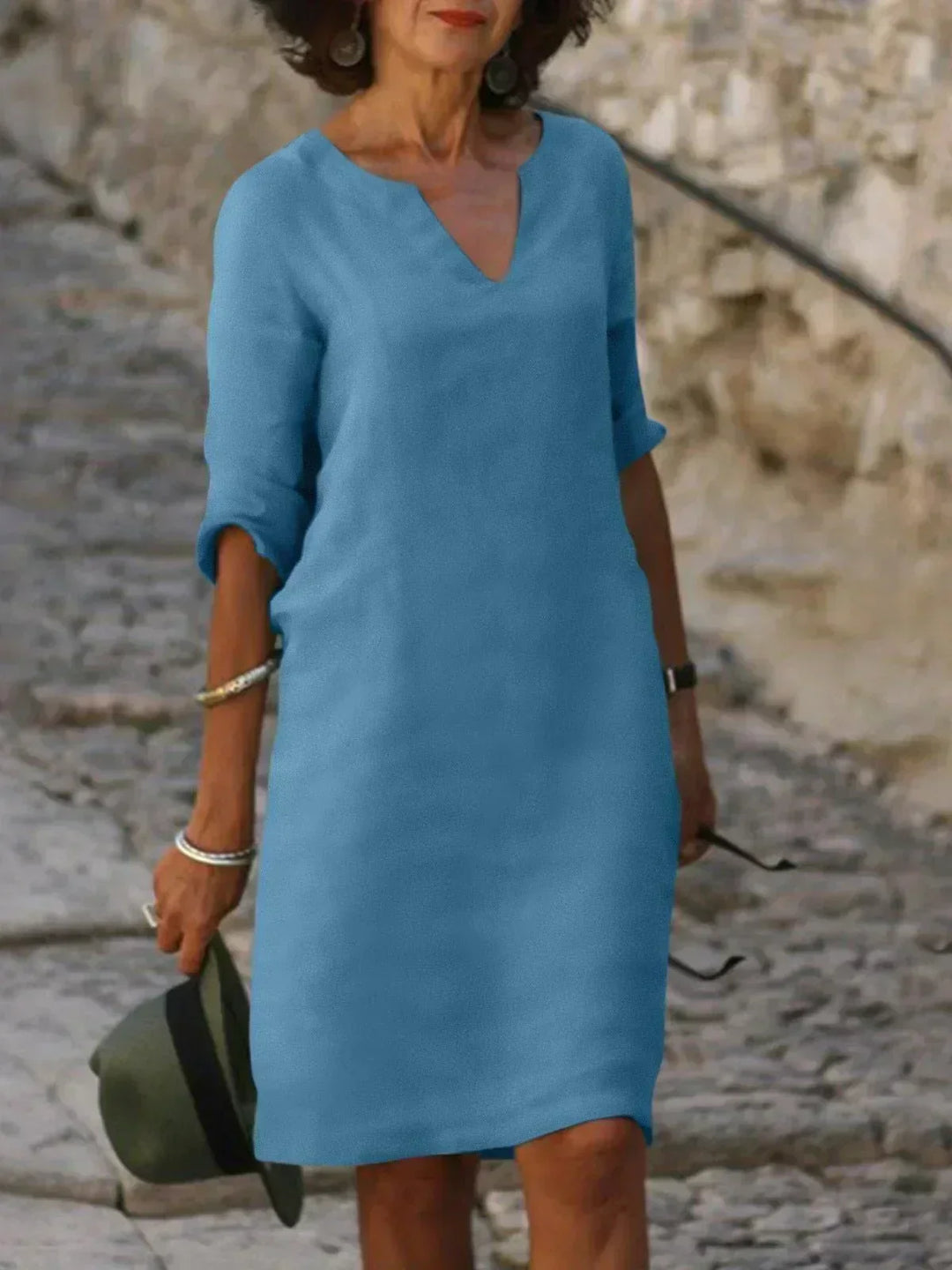 Beatrice  - Elegant Beatrice Dress with Raised V-Neck